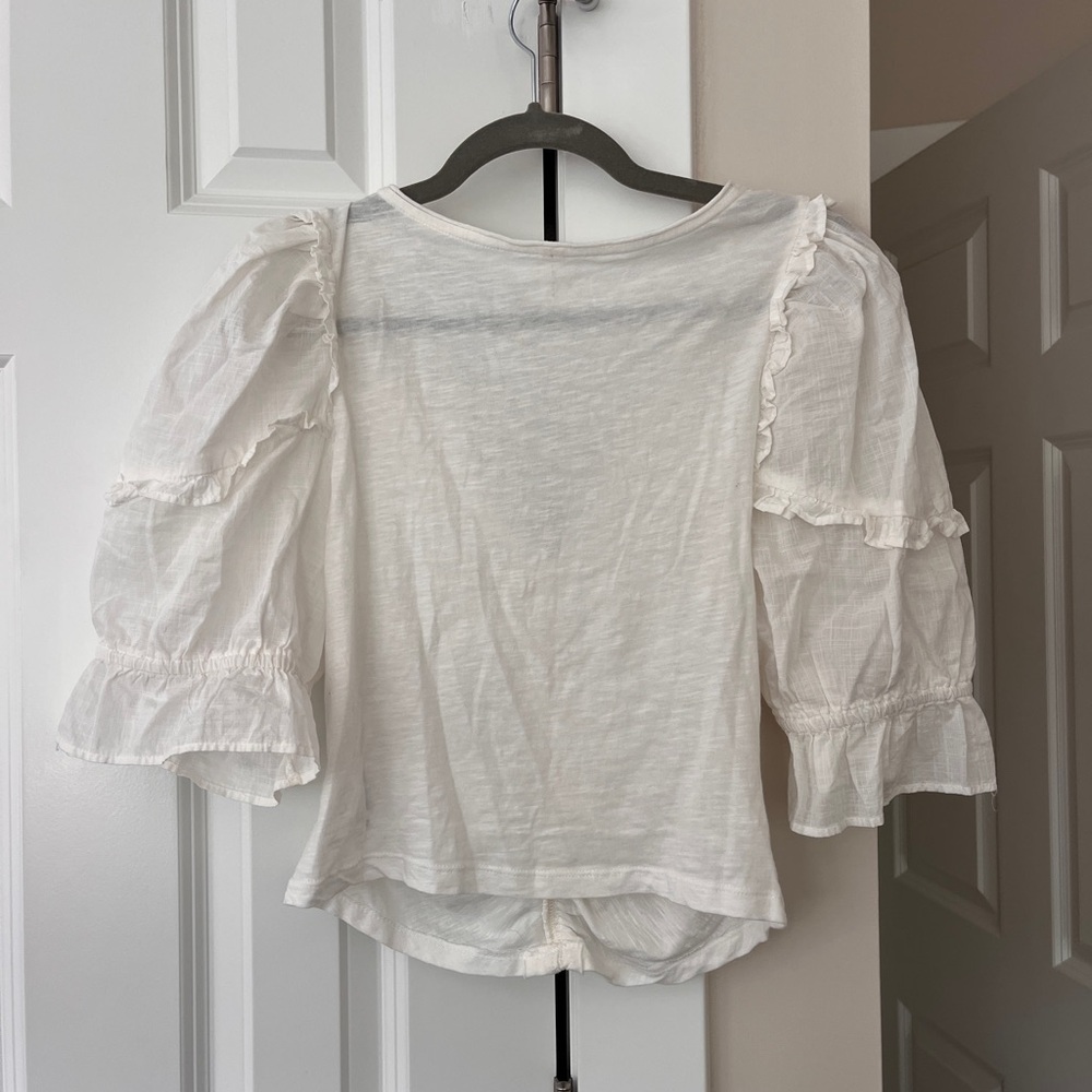 White Ruffled Women's Tee - Picture 3 of 3